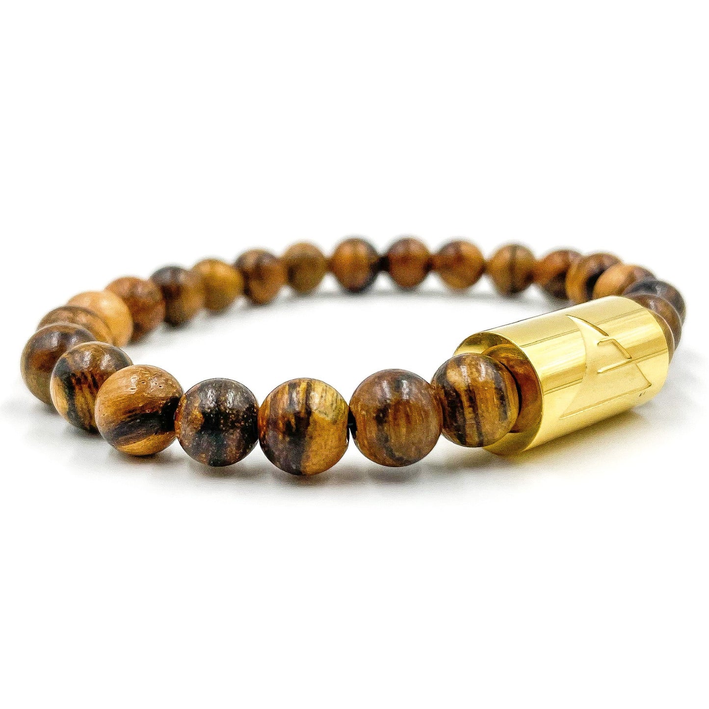 Timber - Dark Brown Sandalwood & Gold Mala Beaded Bracelet
