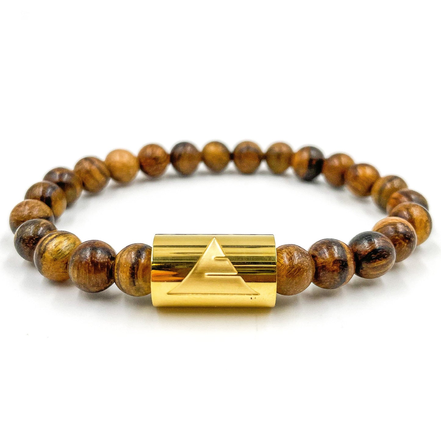 Timber - Dark Brown Sandalwood & Gold Mala Beaded Bracelet