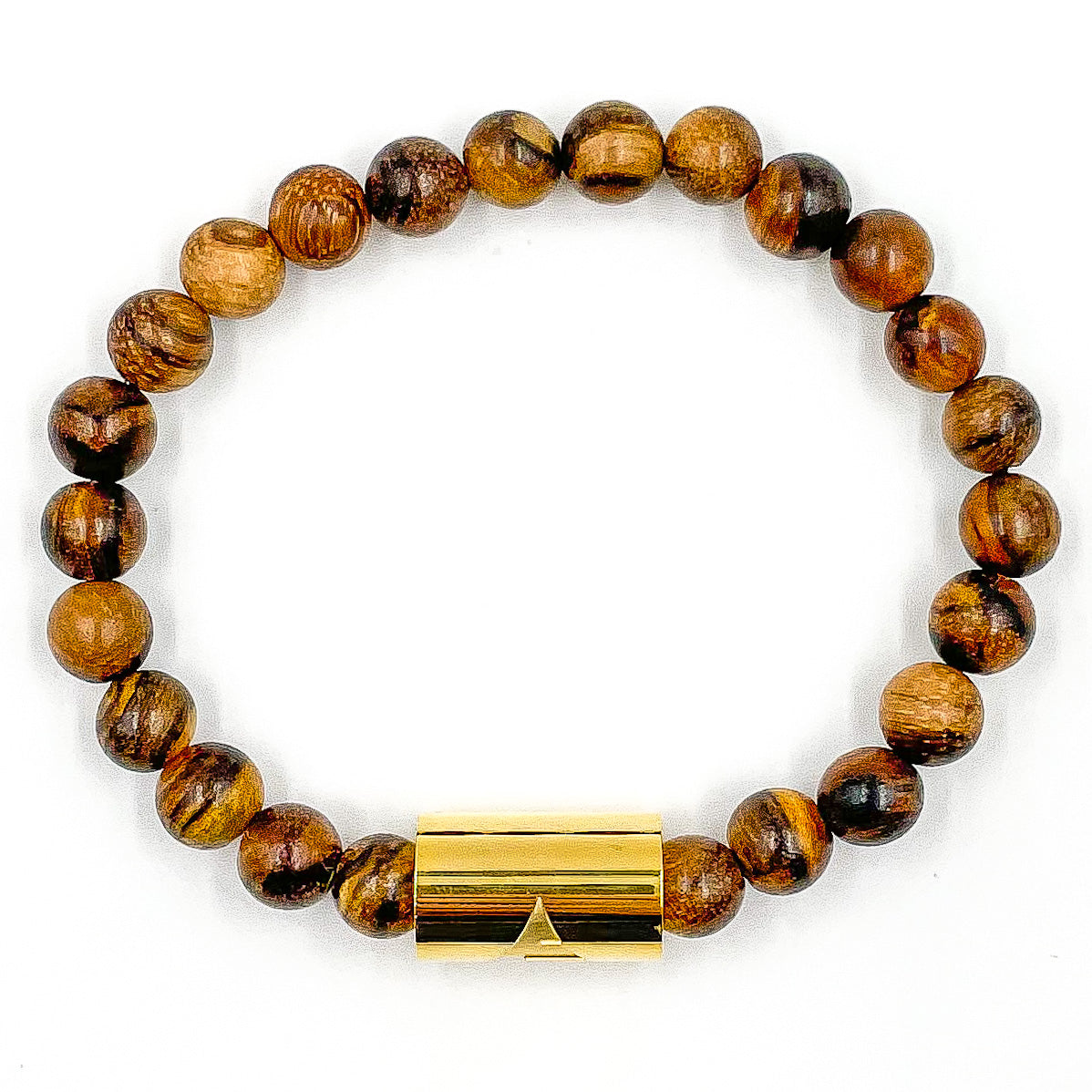Timber - Dark Brown Sandalwood & Gold Mala Beaded Bracelet